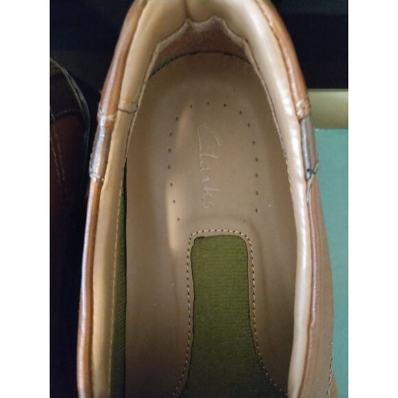 NIB Men's Clarks Escalade Brown Leather Slip On Comfort Loafers Size 10.5 - Picture 4 of 5